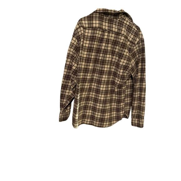 Jachs Mens Brown and Cream Plaid Long Sleeve Button-Up Flannel Shirt Size XXL - Picture 2 of 11